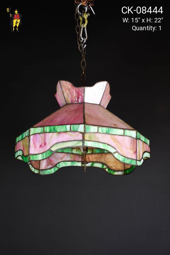 Pink & Green Tiffany Hanging Glass Pendant