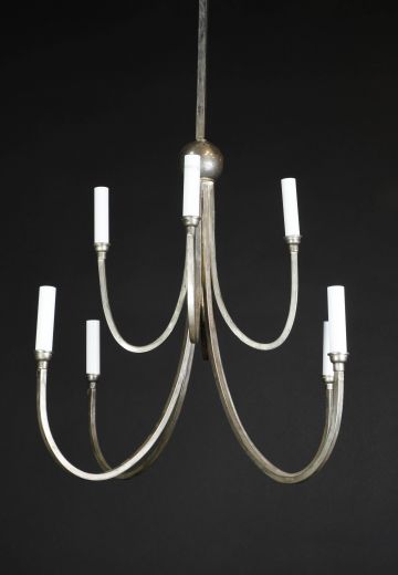 Eight Light Modern Nickel Chandelier