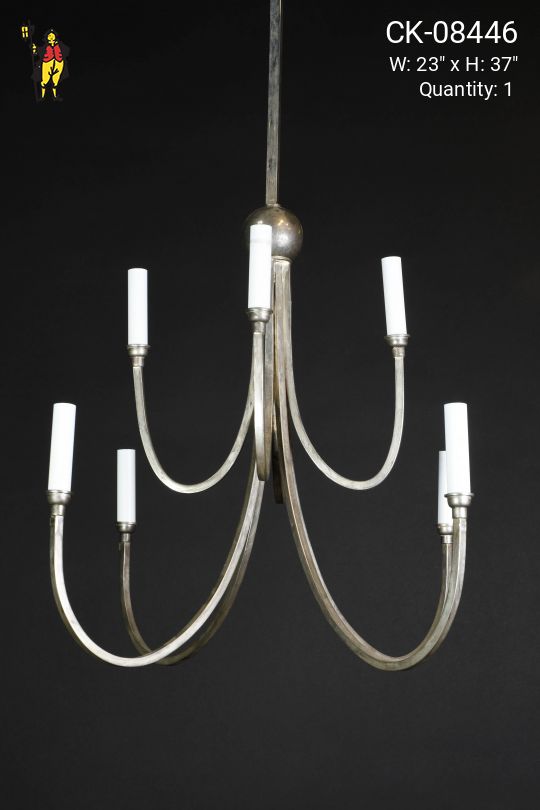 Eight Light Modern Nickel Chandelier