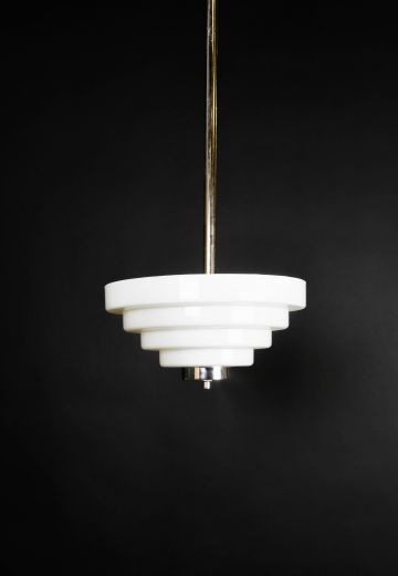 White Step Glass Hanging Pendant
