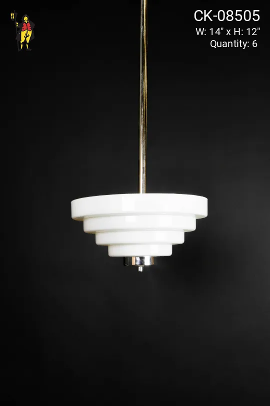 White Step Glass Hanging Pendant