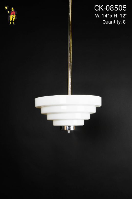 White Step Glass Hanging Pendant