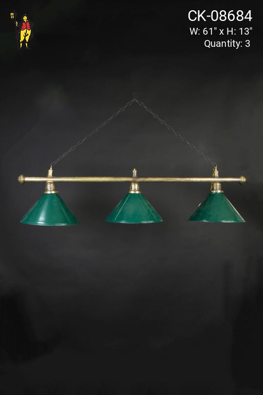 Three Light Brass Billiard Light