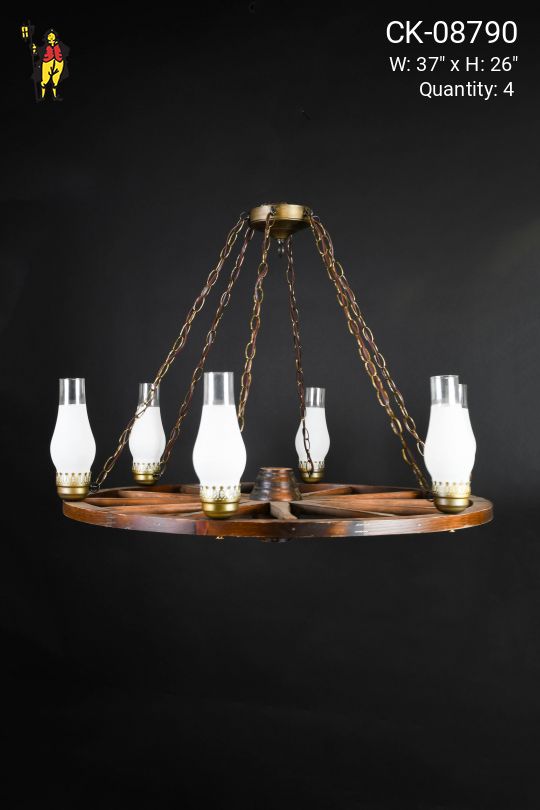 Wagon Wheel Wooden Chandelier