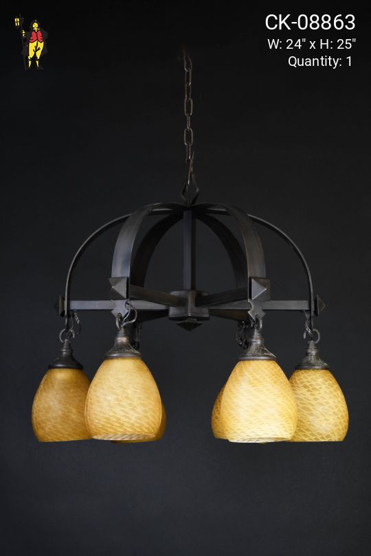 Gothic Chandelier w/Glass Shades