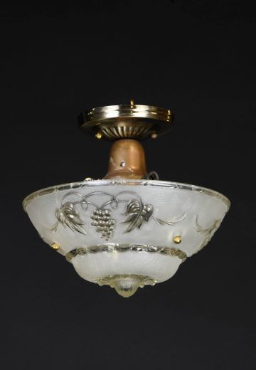 Flush Mount Etched Glass Bowl Fixture