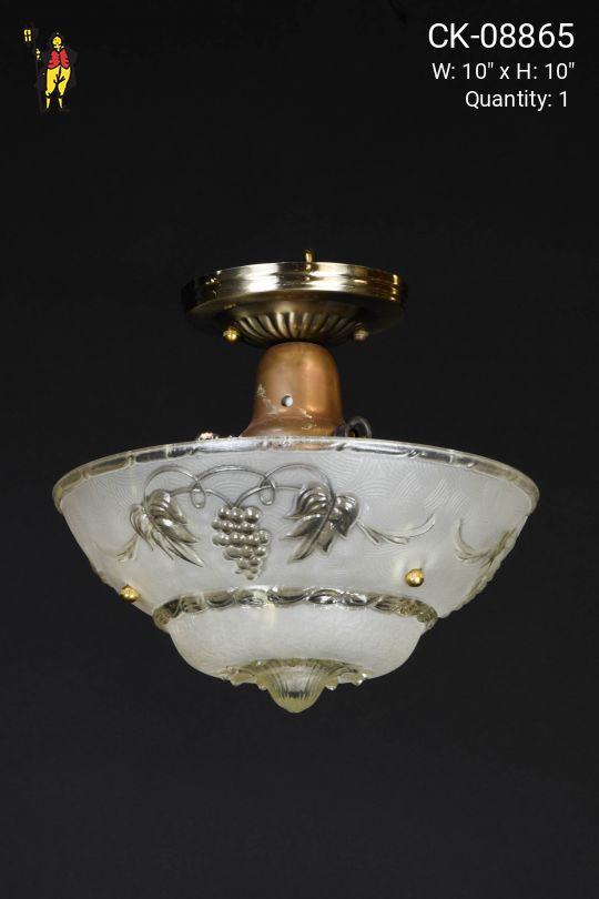 Flush Mount Etched Glass Bowl Fixture