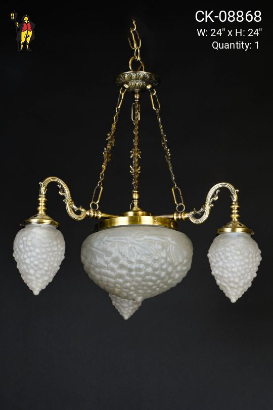 Brass & Decorative Glass Chandelier