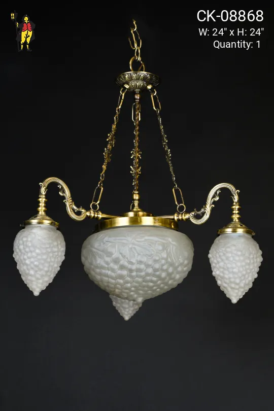 Brass & Decorative Glass Chandelier
