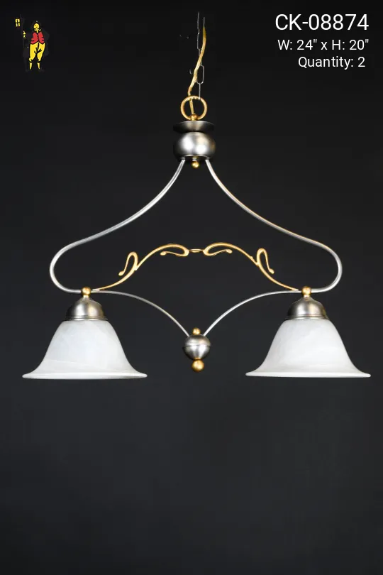 Two Light Nickel Hanging Fixture