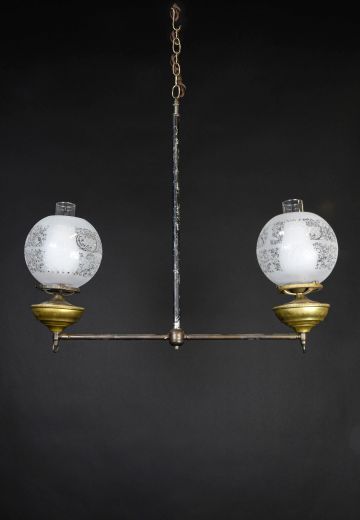 Two Light Electrified Oil Style Hanging Fixture