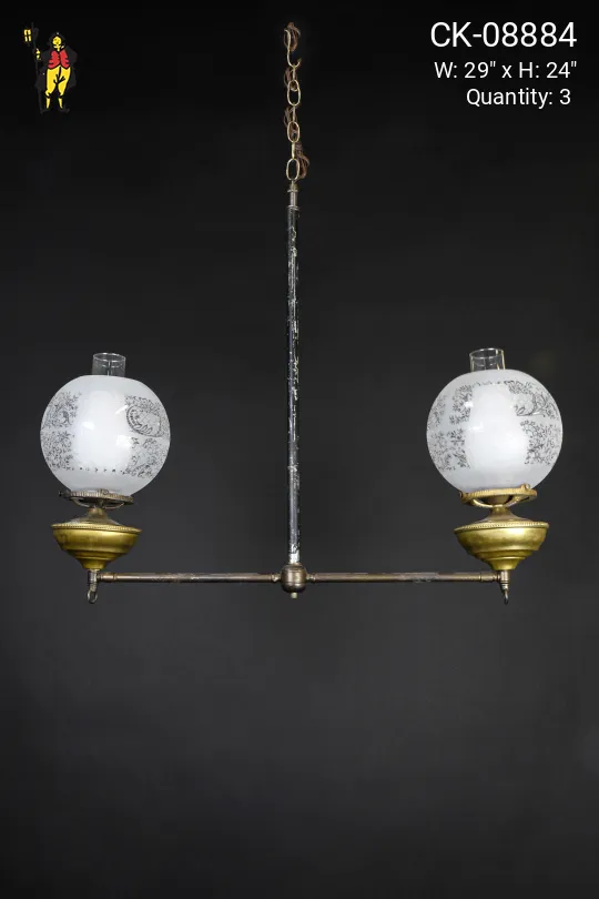 Two Light Electrified Oil Style Hanging Fixture