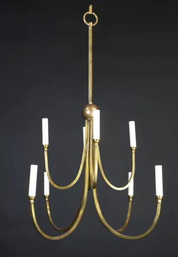 Brass Eight Light Chandelier
