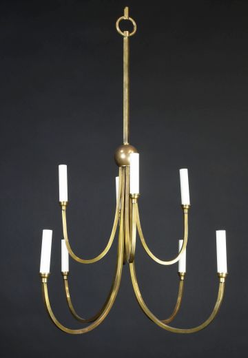 Brass Eight Light Chandelier