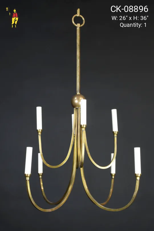 Brass Eight Light Chandelier