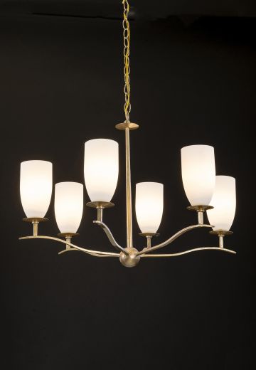 Mid-Century Pendant w/Milk Glass Shades