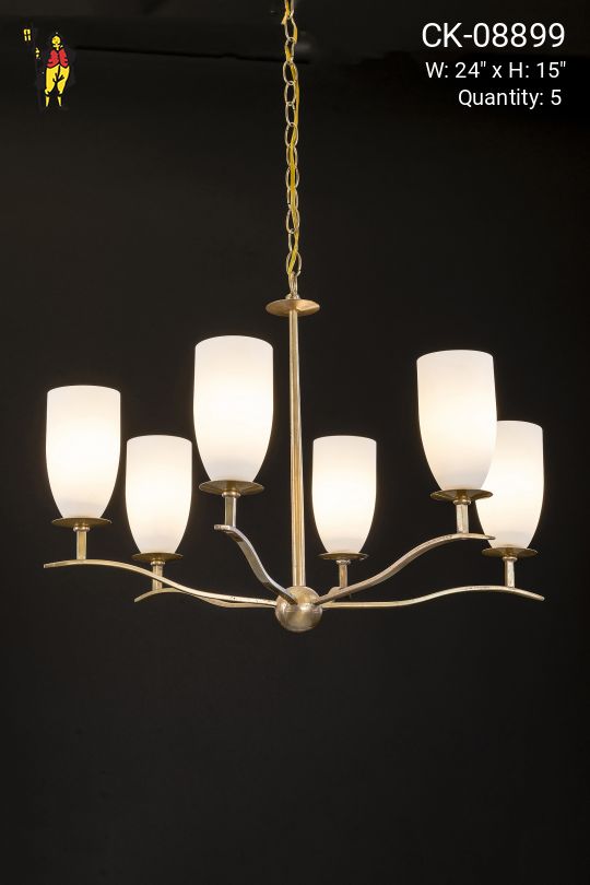 Mid-Century Pendant w/Milk Glass Shades