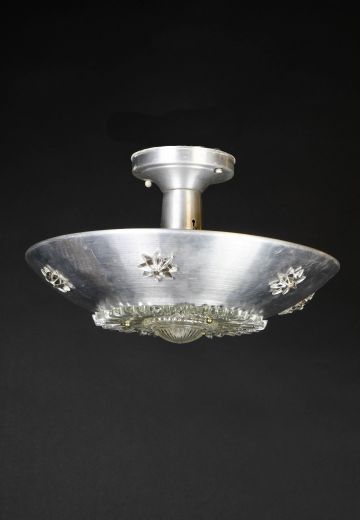 Nickel & Glass Decorative Flush Mount Fixture