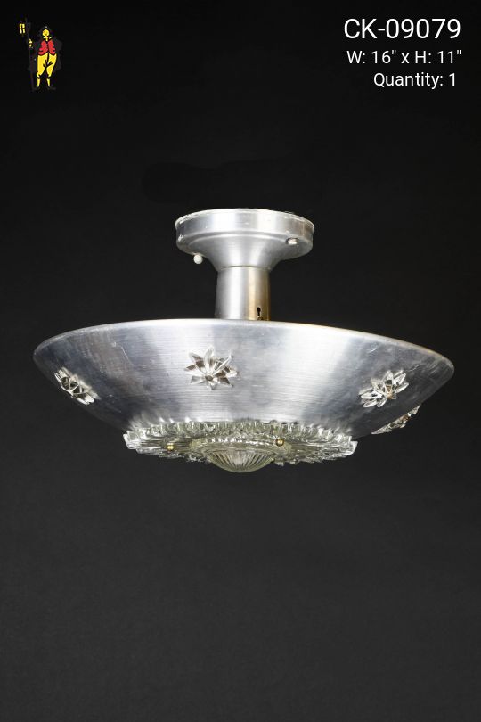 Nickel & Glass Decorative Flush Mount Fixture