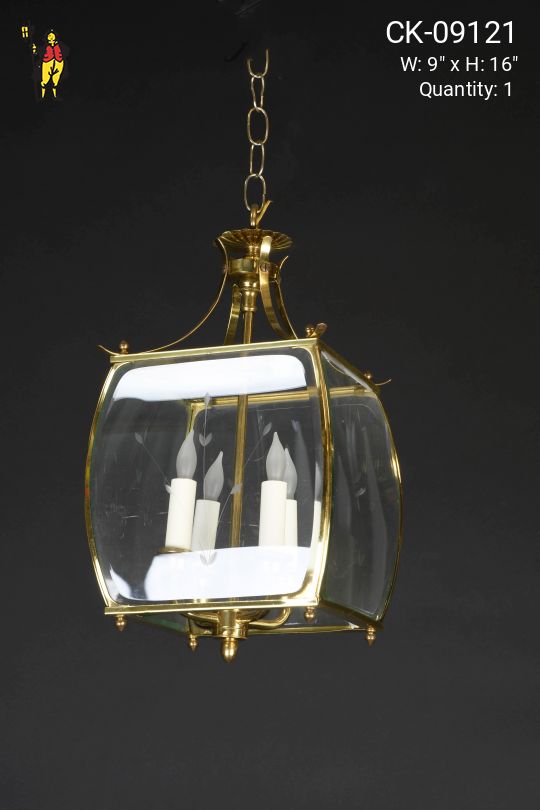 Curved Glass & Brass Hanging Lantern