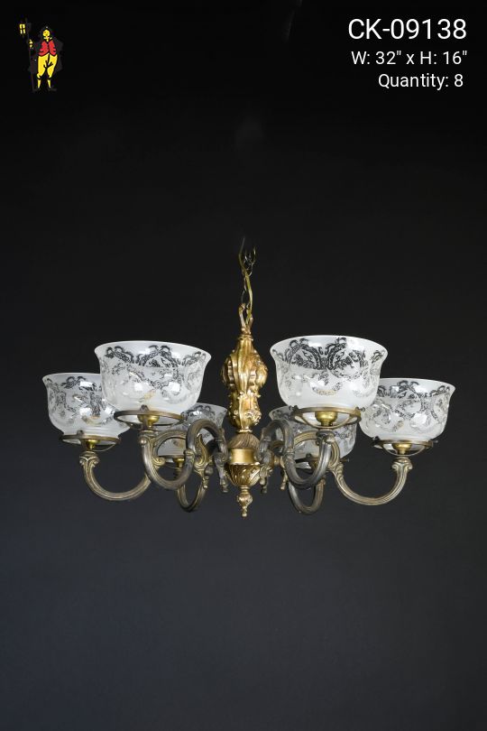 Victorian Gas Style Gothic Brass Chandelier