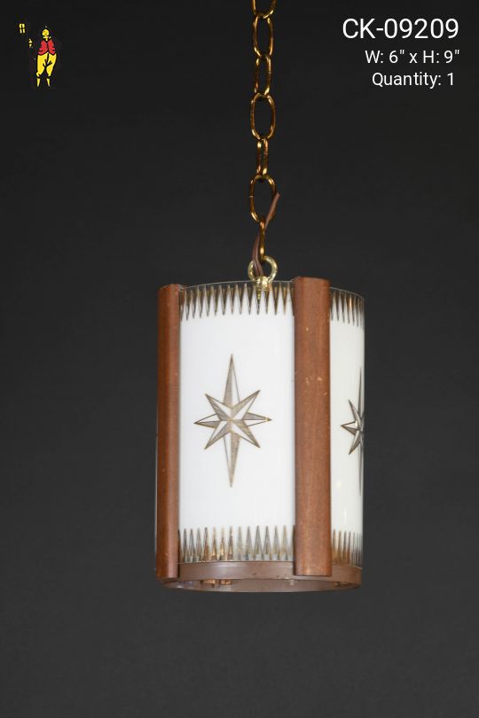 Wood & Milk Glass Lantern