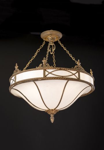 Large Curved Panel Inverted Bowl Chandelier