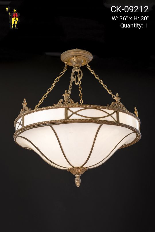 Large Curved Panel Inverted Bowl Chandelier