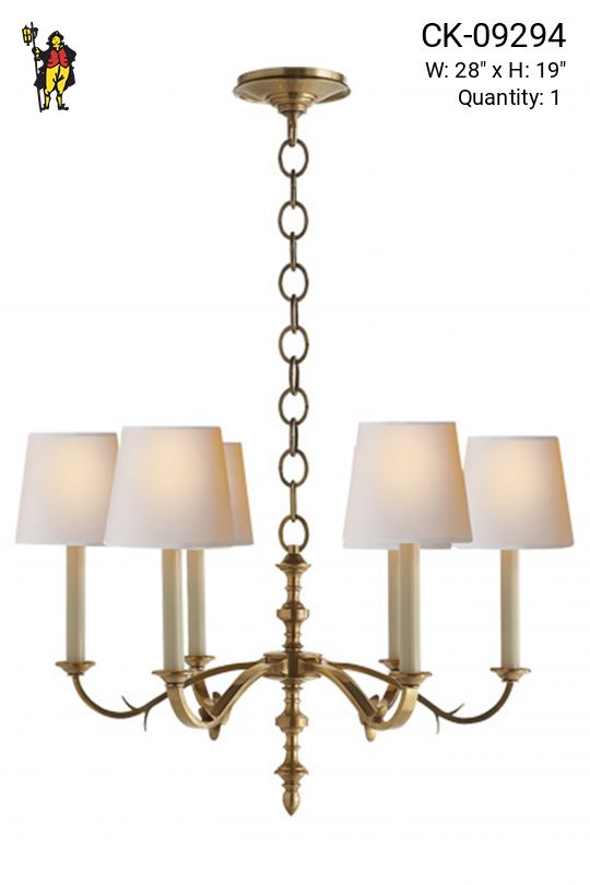 Six Candle Brass Chandelier