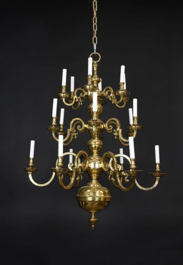 Tall 18 Light Brass Chandelier
