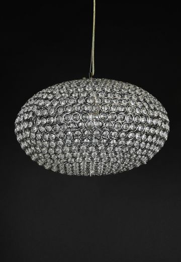 Oval Crystal & Chrome Hanging Pendant