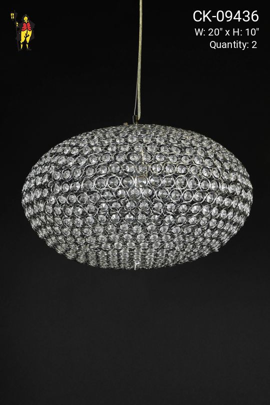 Oval Crystal & Chrome Hanging Pendant