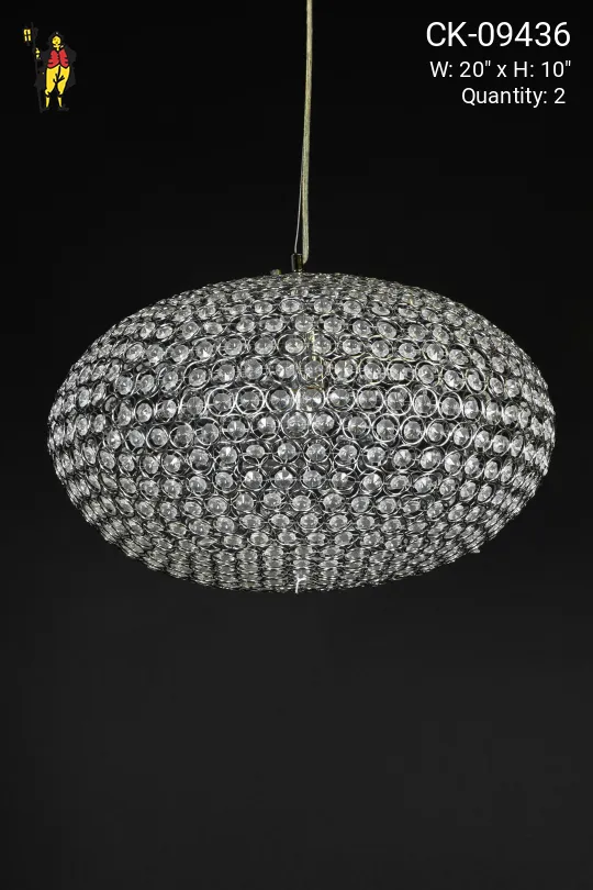 Oval Crystal & Chrome Hanging Pendant