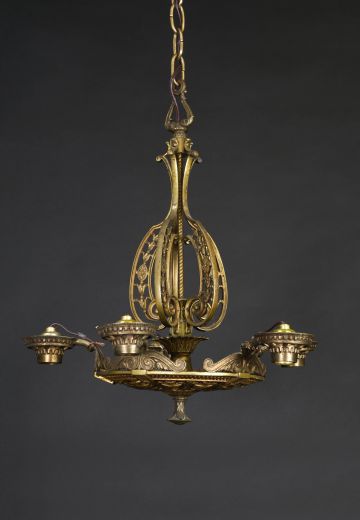 Five Light Deco Chandelier (Exposed Bulbs)