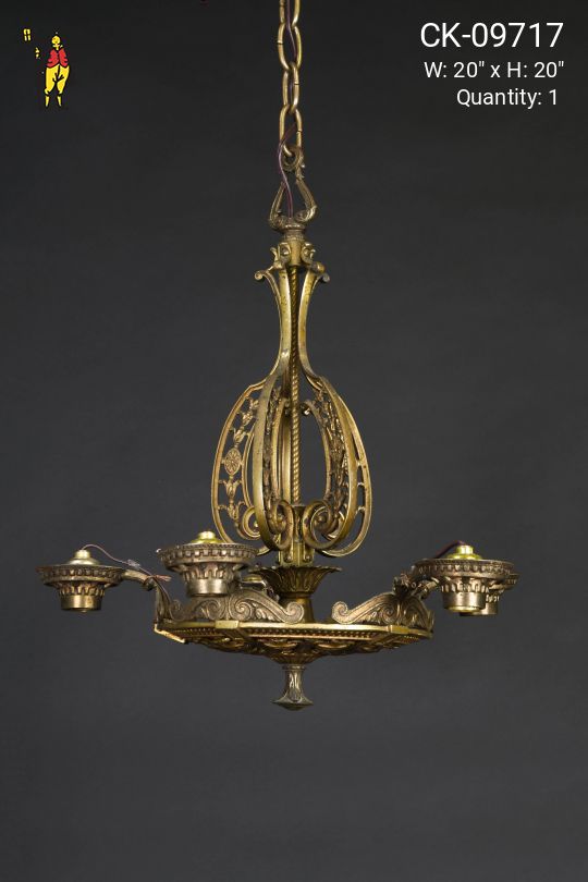 Five Light Deco Chandelier (Exposed Bulbs)