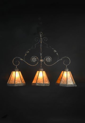 Mica Shaded Three Light Hanging Fixture