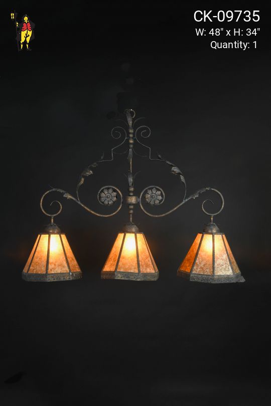 Mica Shaded Three Light Hanging Fixture