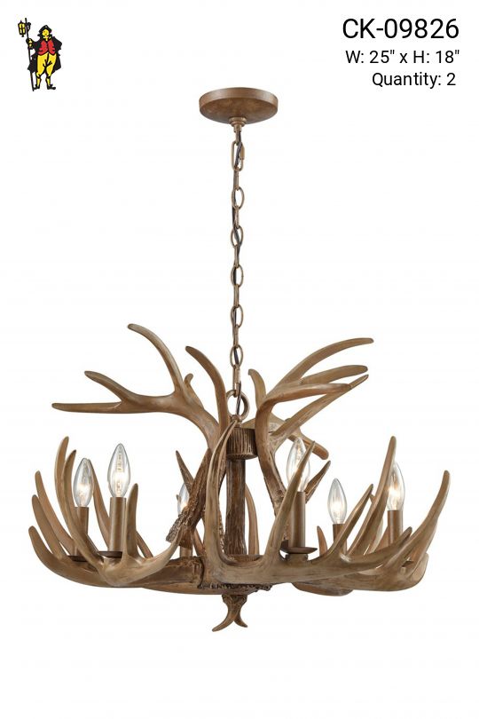 Six Light Antler Chandelier