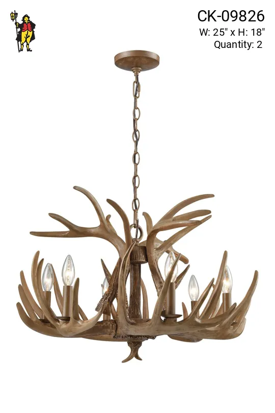 Six Light Antler Chandelier