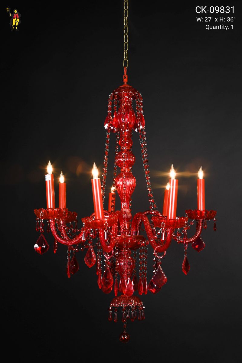 Red Crystal Chandelier Hanging Fixtures Collection City Knickerbocker Lighting Rentals