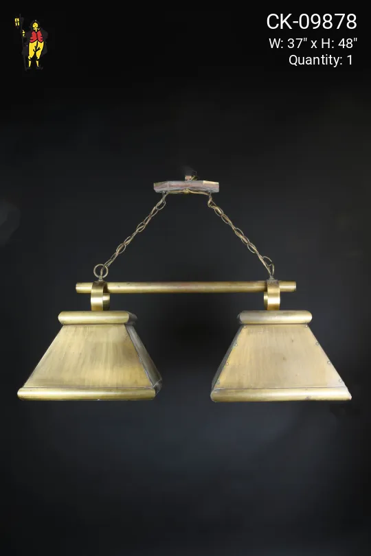 Two Light Brass Shaded Hanging Fixture