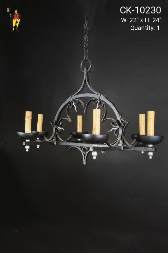 Gothic Six Candle Iron Chandelier