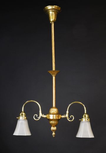 Polished Brass Two Curved Arm Hanging Fixture