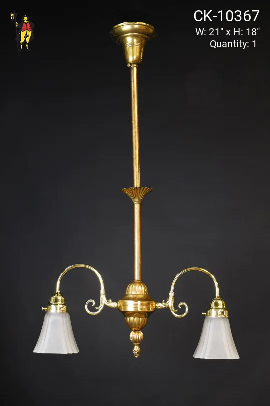 Polished Brass Two Curved Arm Hanging Fixture