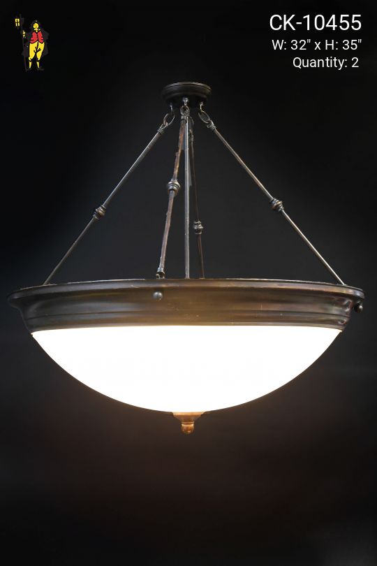 Bronze & Glass Hanging Bowl Fixture