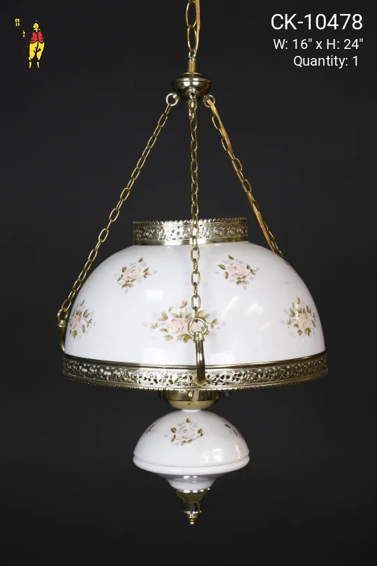 Floral Glass Faux-Gas Hanging Fixture