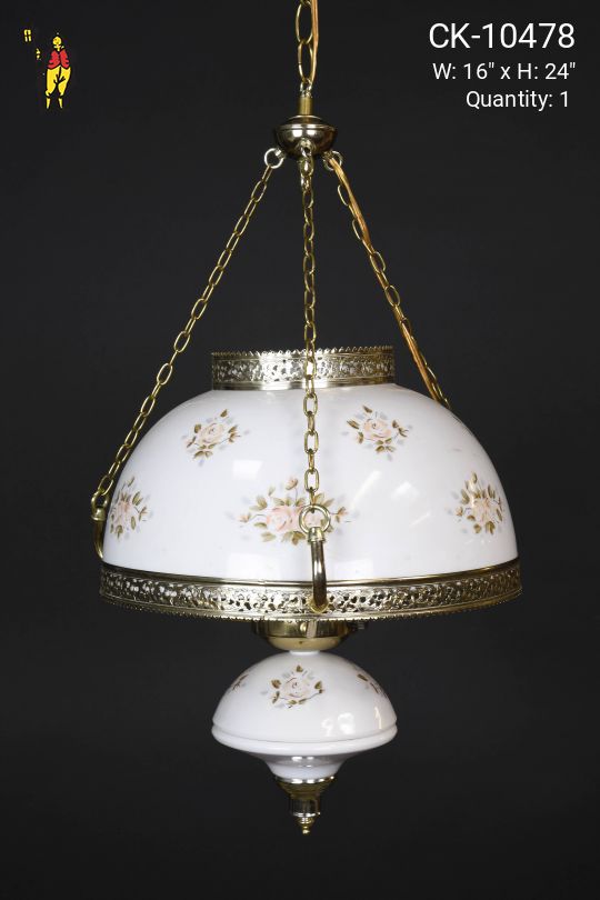 Floral Glass Faux-Gas Hanging Fixture