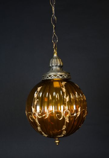 Gothic Amber Glass Hanging Globe Pendant