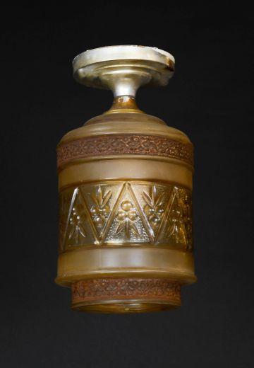 Amber Glass Cylinder Flush Mount Fixture