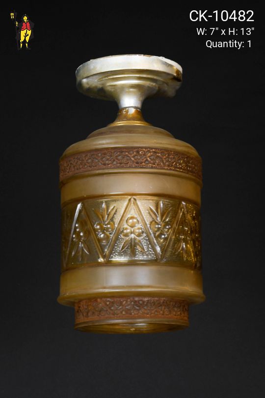 Amber Glass Cylinder Flush Mount Fixture